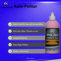 Thumbnail for Car Sense Polish Heavy Cut Autopolitur für Tiefe Kratzer I Entfernt Kratzer, Gebrauchsspuren, Vermattungen - Hologrammfreies Ergebnis - Für Handpolitur und Poliermaschine