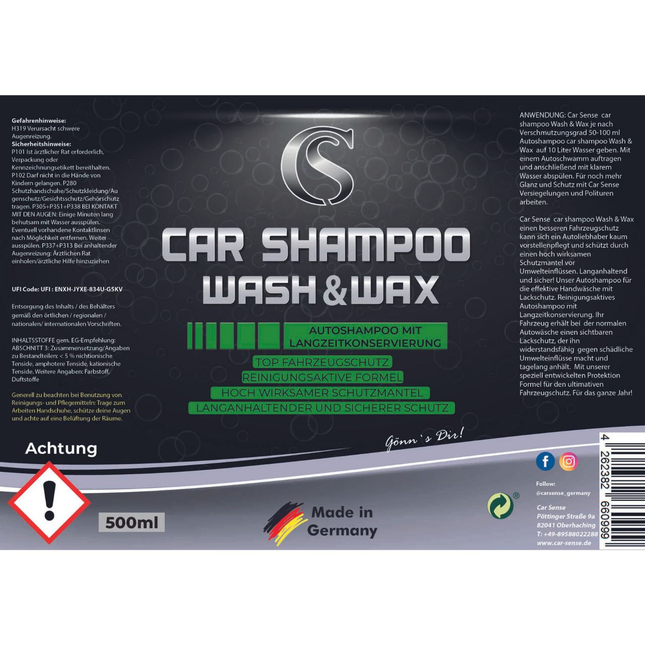 Wash & Wax Autoshampoo mit Langzeitkonservierung