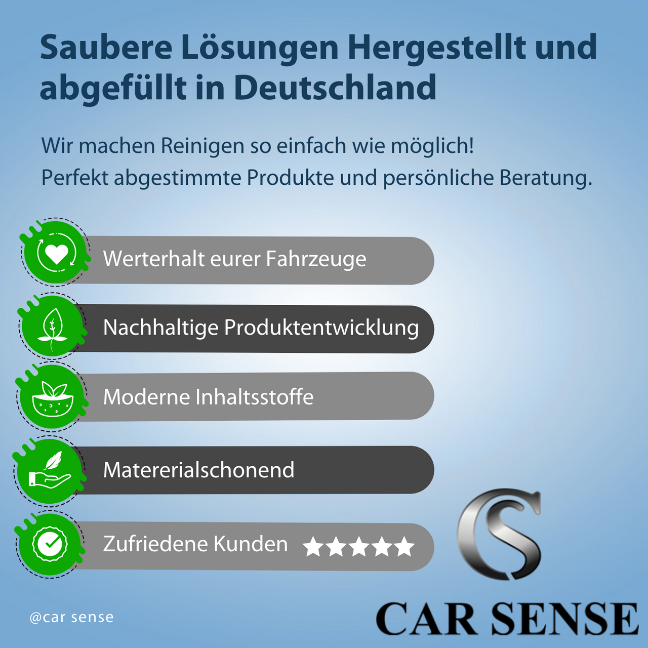Car Sense Metal Polish ist eine Hochglanz-Veredelungs Politur auf Aluminiumoxidbasis