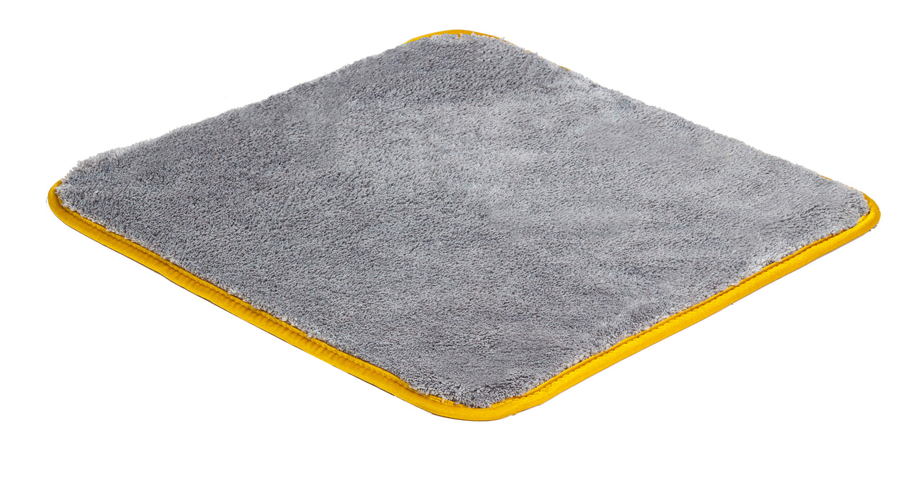 Mikrofaser Super Flausch, Hochflor grau, goldene Randeinfassung, Hochflor, 1 Stück Größe: 38 x 40 x