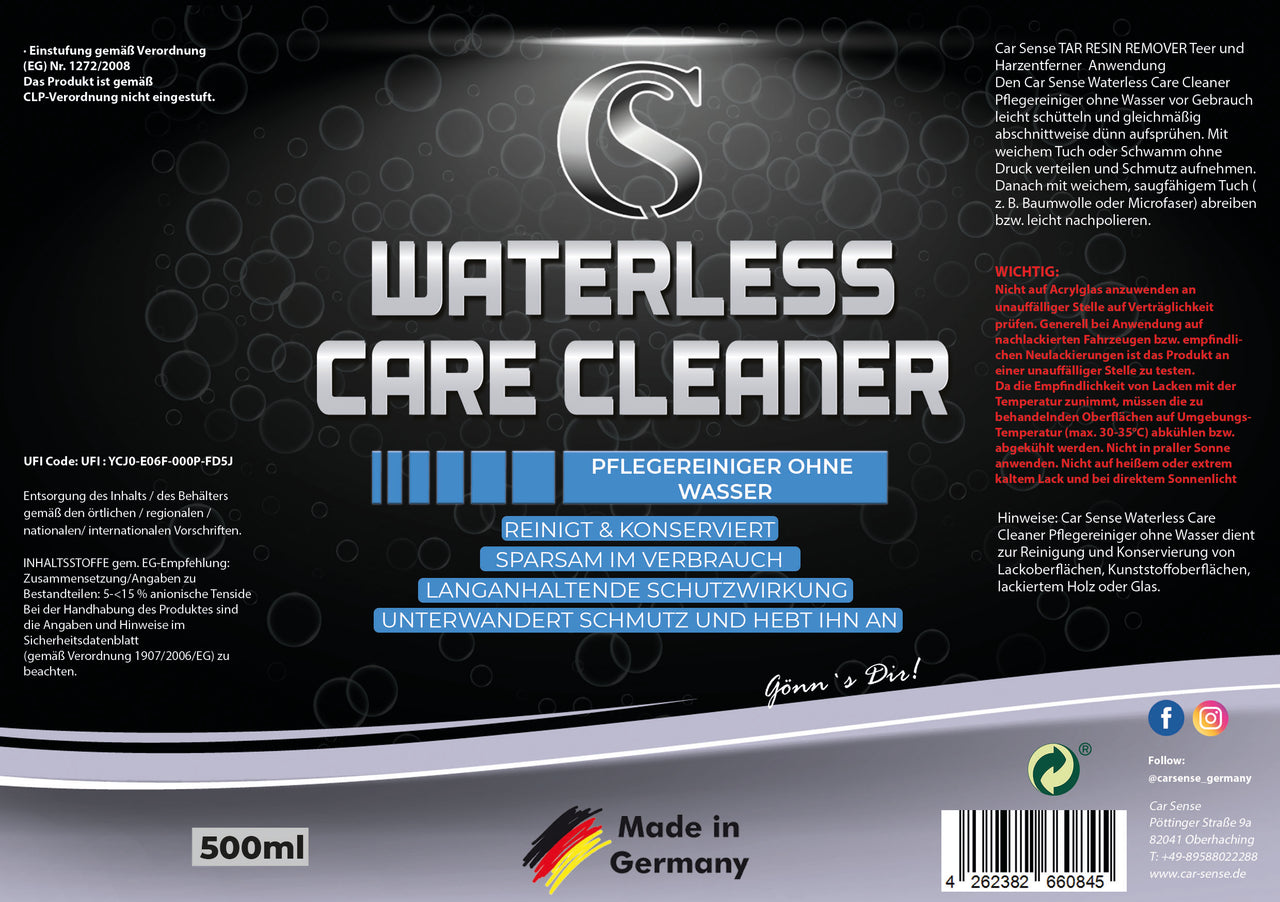 Waterless Care Cleaner Auto Waschen ohne Wasser I Auto Pflegereiniger - Reinigung und Pflege ohne Wasser