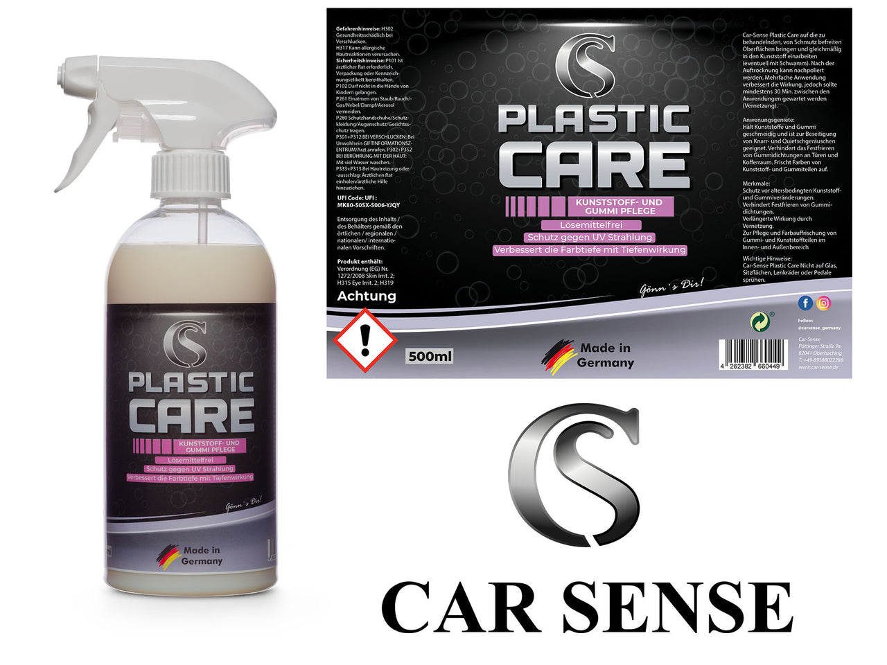 Car-Sense Plastic Care Hochwertige Pflege und Farbauffrischung für Gummi- und Kunststoffteile