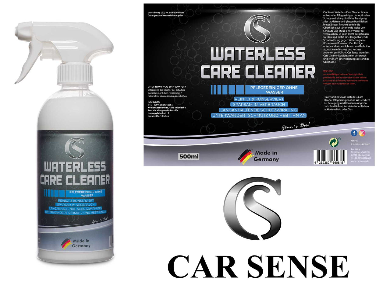 Waterless Care Cleaner Auto Waschen ohne Wasser I Auto Pflegereiniger - Reinigung und Pflege ohne Wasser